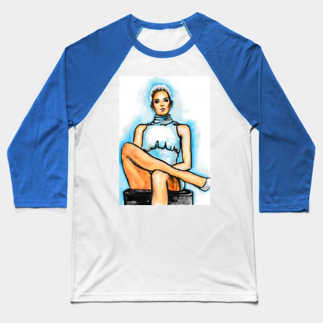 Sharon Stone Baseball T-Shirt by Svetlana Pelin